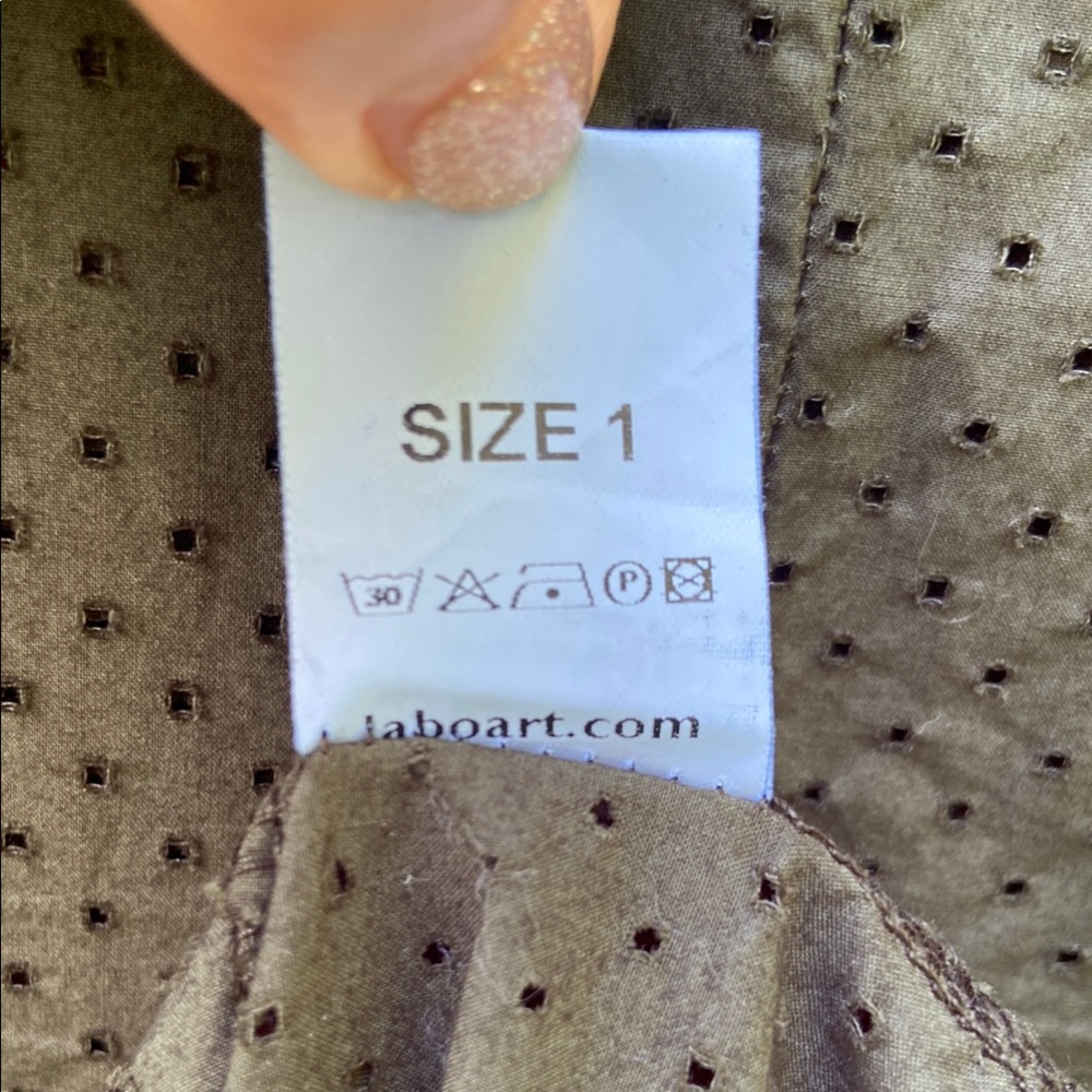 LABO.ART Abito Happy Dress Dark Olive Green Perforated Cotton Sleeveless Maxi - Picture 9 of 13